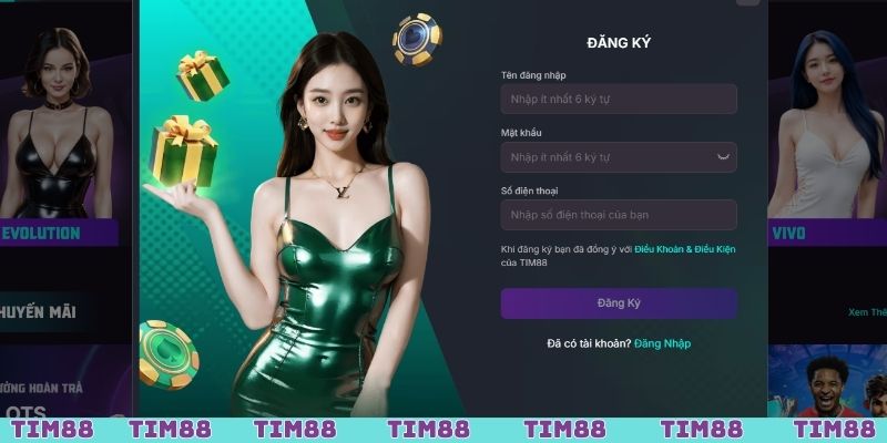 Đăng ký Tim88 với thông tin đơn giản dễ thực hiện